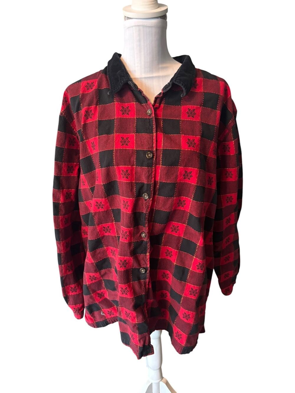 Bobbie Brooks Red & Black Flannel Button Down SIze 26W/28W
